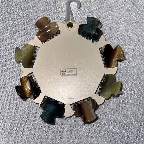 Sunday State Shades of Brown Green Gray Marble Claw Clips set of 8 - Picture 4 of 5